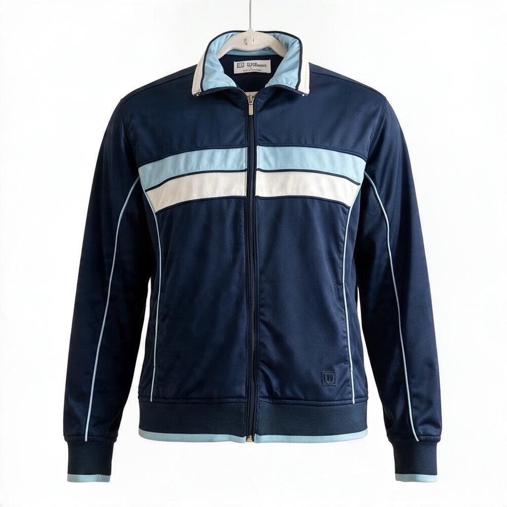 WILSON Women's Size XL Blue Long Sleeve Full Zip Light Weight Jacket Vintage